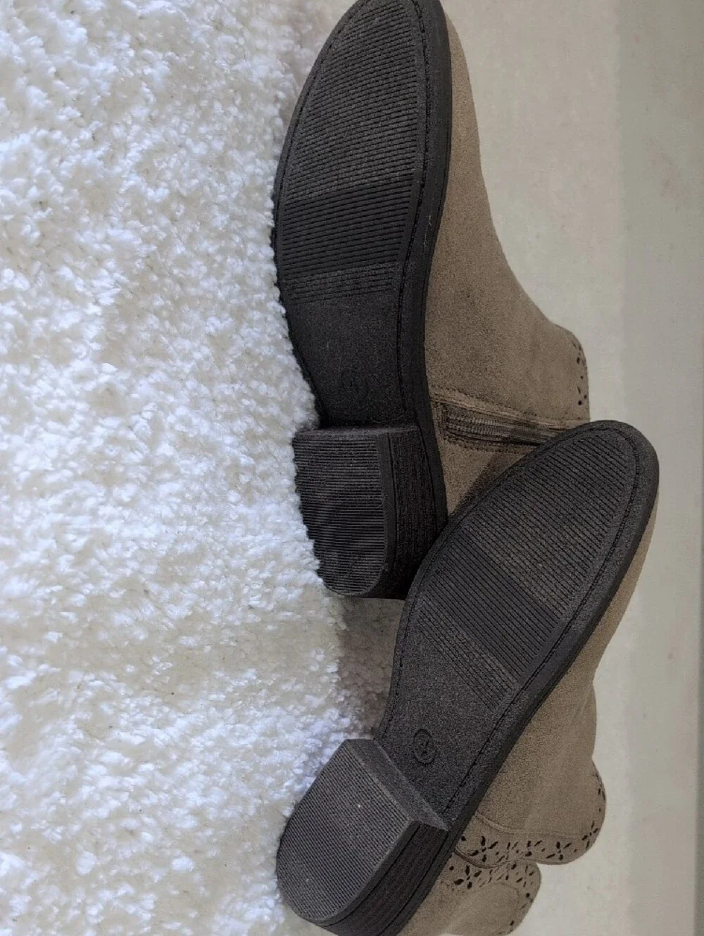 Girl's Taupe Suede Ankle Boots with Side Zip
